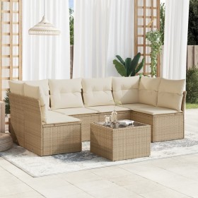 Set aus 7-teiligen Gartensofas und Kissen, synthetisches Rattan, beige von , Gartensets - Ref: Foro24-3217398, Preis: 509,76 ...