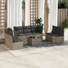 Garden sofa set 8 pieces and gray synthetic rattan cushions by , Garden sets - Ref: Foro24-3217420, Price: 483,29 €, Discount: %