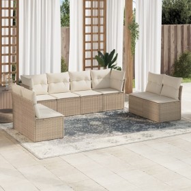 Garden sofa set with beige cushions, 8 pieces, PE rattan. by , Garden sets - Ref: Foro24-3217448, Price: 574,12 €, Discount: %