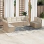 Garden sofa set with beige cushions, 8 pieces, PE rattan. by , Garden sets - Ref: Foro24-3217448, Price: 571,98 €, Discount: %