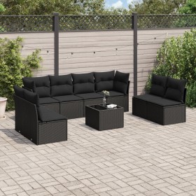 Set aus 8-teiligen Gartensofas und Kissen Kunstrattan schwarz von , Gartensets - Ref: Foro24-3217455, Preis: 548,99 €, Rabatt: %