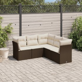 5-teiliges Garten-Esszimmerset und Kissen Kunstrattan braun von , Gartensets - Ref: Foro24-3217623, Preis: 353,78 €, Rabatt: %