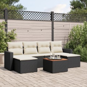 7-piece garden dining set with black synthetic rattan cushions by , Modular outdoor sofas - Ref: Foro24-3224243, Price: 393,2...