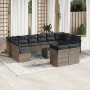 Set of garden sofas with 13 pieces of gray synthetic rattan cushions by , Garden sets - Ref: Foro24-3218440, Price: 851,17 €,...