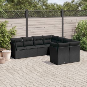 Set aus 8-teiligen Gartensofas und Kissen Kunstrattan schwarz von , Gartensets - Ref: Foro24-3218585, Preis: 494,44 €, Rabatt: %