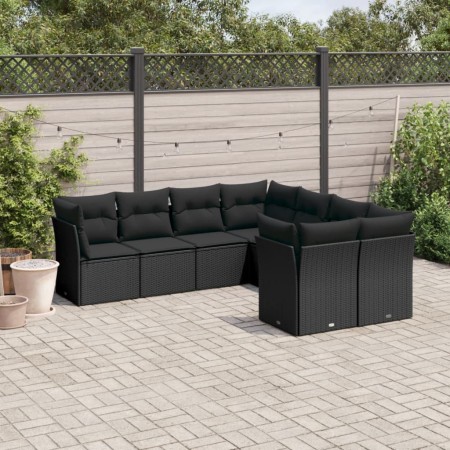 Set aus 8-teiligen Gartensofas und Kissen Kunstrattan schwarz von , Gartensets - Ref: Foro24-3218585, Preis: 481,37 €, Rabatt: %