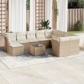 Set de sofás de jardín 11pzas con cojines ratán sintético beige de , Conjuntos de jardín - Ref: Foro24-3218598, Precio: 791,9...