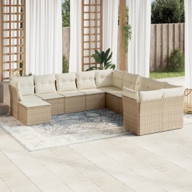 Set de sofás de jardín 11pzas con cojines ratán sintético beige de , Conjuntos de jardín - Ref: Foro24-3218608, Precio: 796,9...