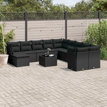 Set Gartensofas 12 Stück Kissen synthetisches Rattan schwarz von , Gartensets - Ref: Foro24-3218615, Preis: 697,83 €, Rabatt: %