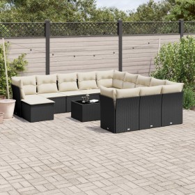 Set aus Gartensofas und Kissen 13 Stück synthetisches Rattan schwarz von , Gartensets - Ref: Foro24-3218636, Preis: 860,98 €,...