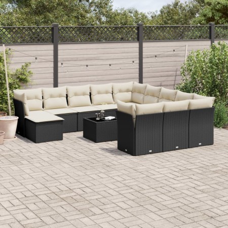 Set aus Gartensofas und Kissen 13 Stück synthetisches Rattan schwarz von , Gartensets - Ref: Foro24-3218636, Preis: 836,82 €,...