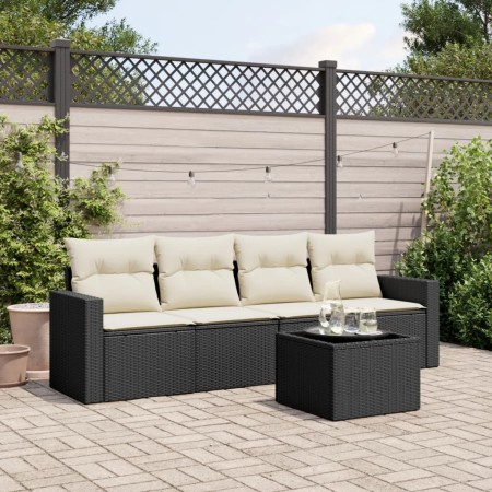 5-teiliges Gartenmöbel-Set und Kissen aus synthetischem Rattan schwarz von , Gartensets - Ref: Foro24-3218676, Preis: 319,51 ...