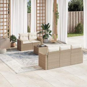 Garden sofa set with cushions 6 pieces beige synthetic rattan by , Garden sets - Ref: Foro24-3218688, Price: 499,63 €, Discou...