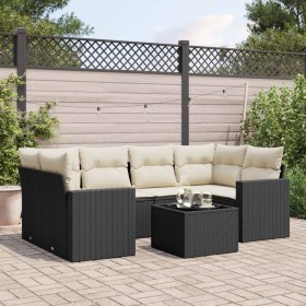 7-teiliges Garten-Esszimmerset und Kissen synthetisches Rattan schwarz von , Gartensets - Ref: Foro24-3218706, Preis: 472,66 ...