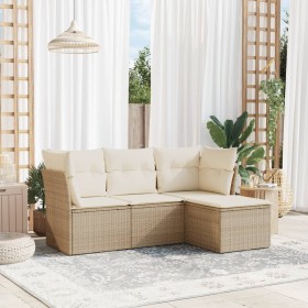 Garden sofa set with 4-piece synthetic rattan beige cushions by , Garden sets - Ref: Foro24-3217538, Price: 298,88 €, Discoun...