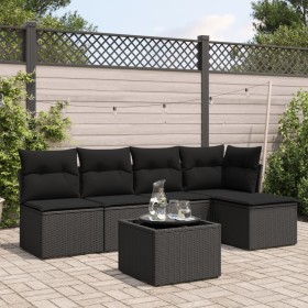 Set aus 6-teiligen Gartensofas und Kissen Kunstrattan schwarz von , Gartensets - Ref: Foro24-3217525, Preis: 334,61 €, Rabatt: %