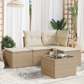 Garden sofa set with 5-piece synthetic rattan beige cushions by , Garden sets - Ref: Foro24-3217488, Price: 373,21 €, Discoun...