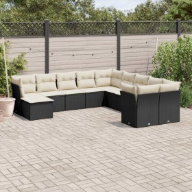 Set mit 11 Stück Gartensofas und Kissen synthetisches Rattan schwarz von , Gartensets - Ref: Foro24-3250445, Preis: 617,99 €,...