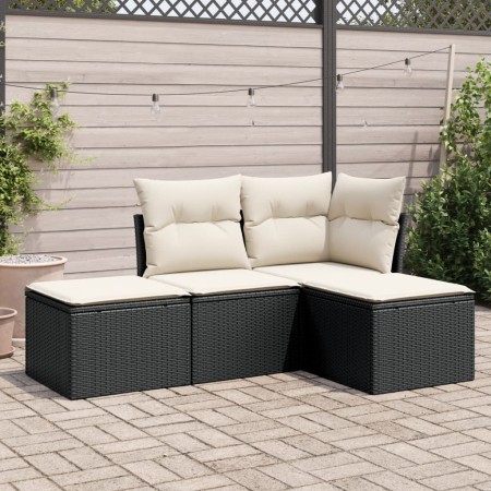 4-piece garden sofa set with black synthetic rattan cushions by , Garden sets - Ref: Foro24-3217476, Price: 225,51 €, Discoun...