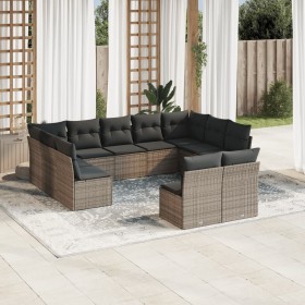 Garden sofa set 11 pieces and gray synthetic rattan cushions by , Garden sets - Ref: Foro24-3218350, Price: 641,99 €, Discoun...