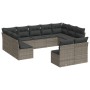 Garden sofa set 11 pieces and gray synthetic rattan cushions by , Garden sets - Ref: Foro24-3218350, Price: 652,26 €, Discoun...