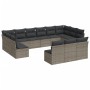 Set of garden sofas with 13 pieces of gray synthetic rattan cushions by , Garden sets - Ref: Foro24-3218390, Price: 760,99 €,...