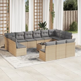 Garden furniture set, 14 pieces with beige synthetic rattan cushions. by , Garden sets - Ref: Foro24-3218399, Price: 936,94 €...