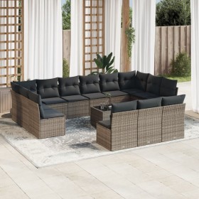 14-piece garden sofa set with gray synthetic rattan cushions by , Garden sets - Ref: Foro24-3218400, Price: 916,54 €, Discoun...