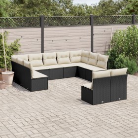 Garden sofa set 11 pieces and black synthetic rattan cushions by , Garden sets - Ref: Foro24-3218346, Price: 633,71 €, Discou...