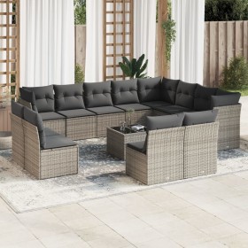 Set of garden sofas with 13 pieces of gray synthetic rattan cushions by , Garden sets - Ref: Foro24-3218480, Price: 871,73 €,...