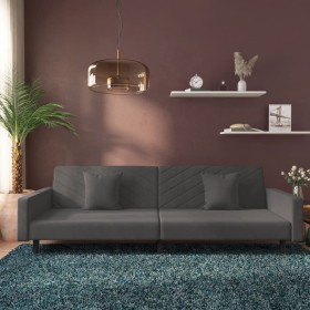 Sofá cama de 2 plazas con dos almohadas terciopelo gris oscuro de , Sofás - Ref: Foro24-375919, Precio: 249,99 €, Descuento: %