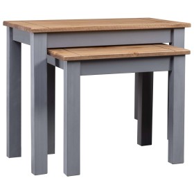 Stackable tables 2 units solid pine wood Panama Range gray by vidaXL, Side tables - Ref: Foro24-282677, Price: 63,40 €, Disco...