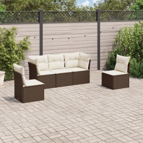 5-teiliges Garten-Esszimmerset und Kissen Kunstrattan braun von , Gartensets - Ref: Foro24-3217353, Preis: 352,36 €, Rabatt: %