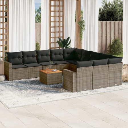 Set de sofás de jardín 12 pzas con cojines ratán sintético gris de , Sofás modulares de exterior - Ref: Foro24-3224352, Preci...