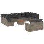 Set of garden sofas with 13 pieces of gray synthetic rattan cushions by , Modular outdoor sofas - Ref: Foro24-3224359, Price:...