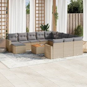 Garden set with 13-piece synthetic rattan beige cushions. by , Modular outdoor sofas - Ref: Foro24-3224428, Price: 857,93 €, ...