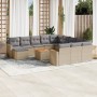 Garden set with 13-piece synthetic rattan beige cushions. by , Modular outdoor sofas - Ref: Foro24-3224428, Price: 854,04 €, ...