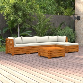 Garden furniture 6 pieces with cushions solid acacia wood by , Garden sets - Ref: Foro24-3087286, Price: 777,99 €, Discount: %