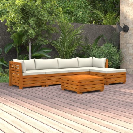 Garden furniture 6 pieces with cushions solid acacia wood by , Garden sets - Ref: Foro24-3087286, Price: 775,17 €, Discount: %