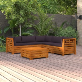 Muebles de jardín 6 piezas con cojines madera maciza de acacia de , Conjuntos de jardín - Ref: Foro24-3087317, Precio: 828,51...