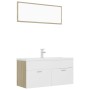 White engineered wood and Sonoma oak bathroom furniture set by , Bathroom furniture - Ref: Foro24-3071347, Price: 357,51 €, D...