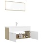 White engineered wood and Sonoma oak bathroom furniture set by , Bathroom furniture - Ref: Foro24-3071347, Price: 357,51 €, D...