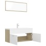 White engineered wood and Sonoma oak bathroom furniture set by , Bathroom furniture - Ref: Foro24-3071347, Price: 357,51 €, D...