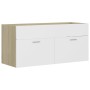 Set de muebles de baño madera ingeniería blanco y roble Sonoma de , Muebles de baño - Ref: Foro24-3071347, Precio: 357,53 €, ...