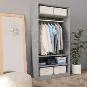 Armario de madera contrachapada gris hormigón 100x50x200 cm de , Armarios roperos - Ref: Foro24-800229, Precio: 144,66 €, Des...