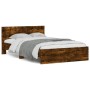 Estructura de cama con cabecero roble ahumado 135x190 cm de , Camas y somieres - Ref: Foro24-3207508, Precio: 149,99 €, Descu...