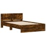 Estructura de cama con cabecero roble ahumado 135x190 cm de , Camas y somieres - Ref: Foro24-3207508, Precio: 149,99 €, Descu...