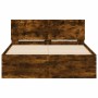 Estructura de cama con cabecero roble ahumado 135x190 cm de , Camas y somieres - Ref: Foro24-3207508, Precio: 149,99 €, Descu...