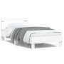 Bed frame with headboard and white LED lights 100x200 cm by , Beds and slatted bases - Ref: Foro24-838708, Price: 117,59 €, D...