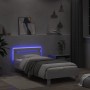 Bed frame with headboard and white LED lights 100x200 cm by , Beds and slatted bases - Ref: Foro24-838708, Price: 117,59 €, D...